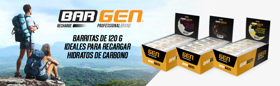 Banner de promoción de las barritas energéticas Bar Gen de 120 gramos de genprofessional.net